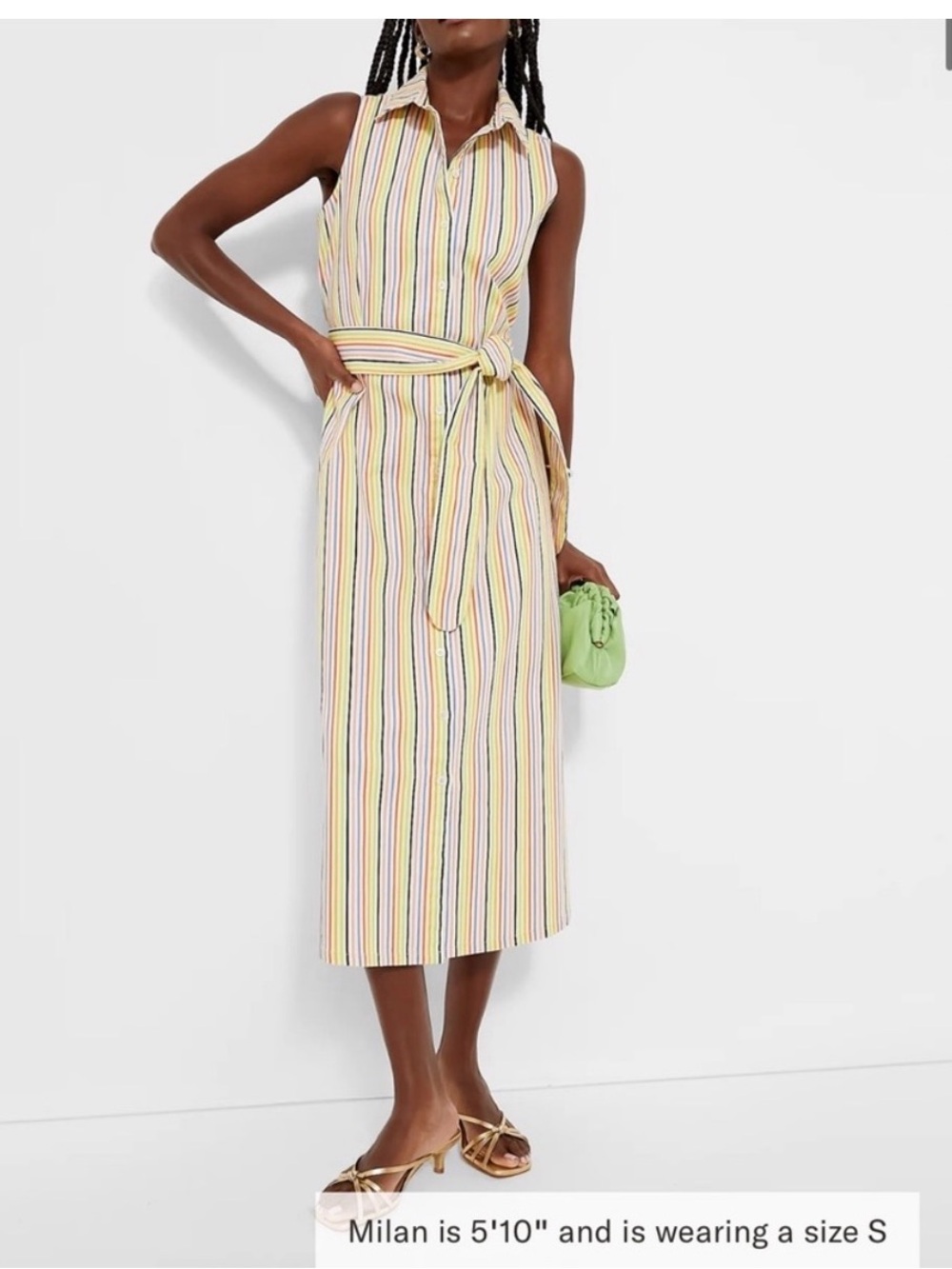 Tuckernuck pomander place dress Rainbow Sleeveless Striped Dress With Pockets L